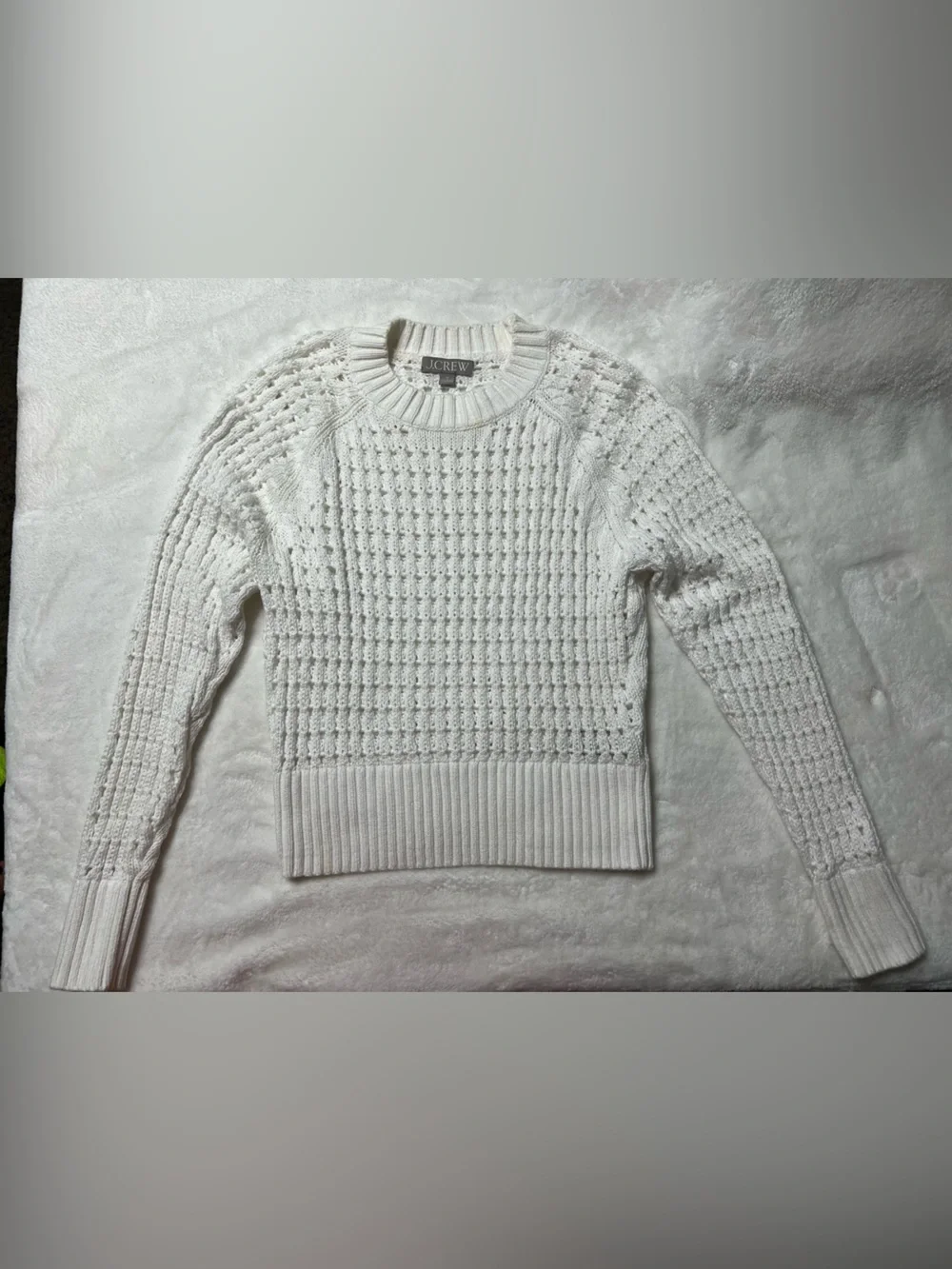 J. Crew White Textured Crewneck Sweater